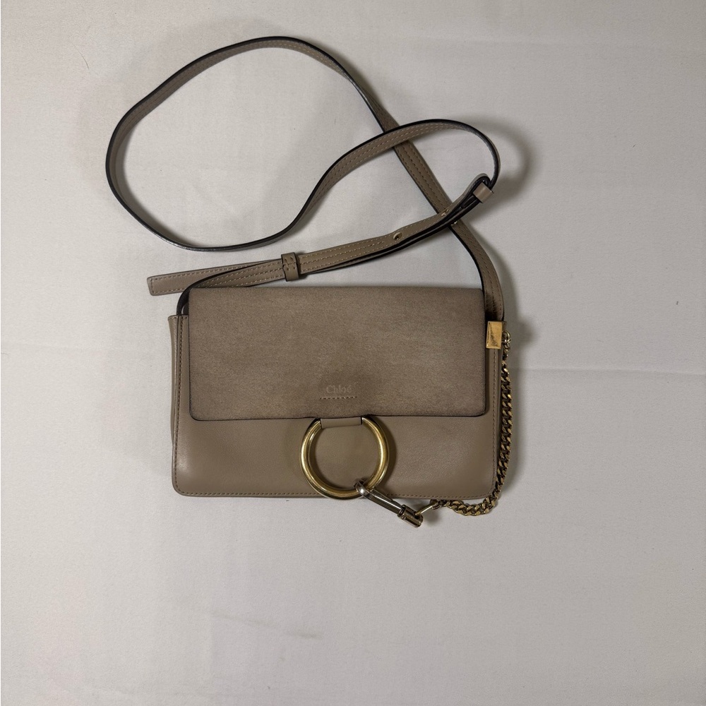 Chloé Faye Small Shoulder Bag – Motty Grey Leather & Suede